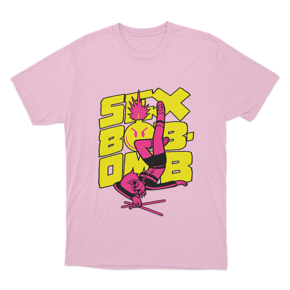 Scott Pilgrim Sex Bob-Omb Drummer Unisex T Shirt Pink Scott Pilgrim Sex Bob Omb Drummer Unisex T Shirt Pink