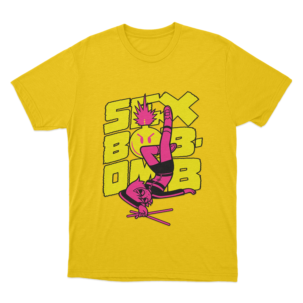 Scott Pilgrim Sex Bob-Omb Drummer Unisex T Shirt Yellow Scott Pilgrim Sex Bob Omb Drummer Unisex T Shirt Yellow